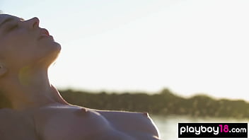 Glamorous brunette nude hottie introducing her amazing shapes