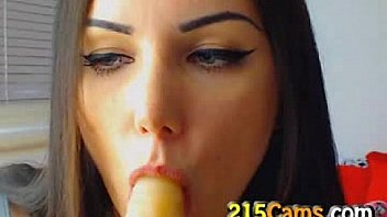 Horny brunette slut fucks her wet pussy with dildo to masturbation cam