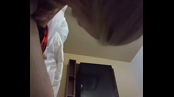 Blonde sucks cock