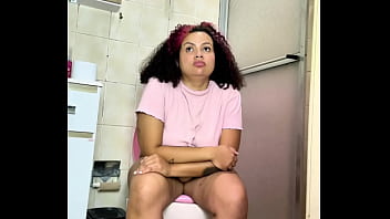 Chubby girl farting nonstop with belly pain and rushes to bathroom