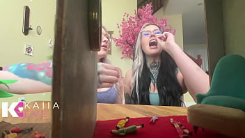 Giantess snack time in on the hunt for tiny escapees