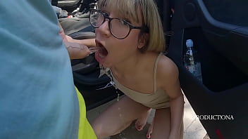 Desperate panty wetting golden shower mouth piss in my new car