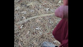 Straight piss in woods