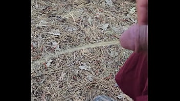Straight piss in woods