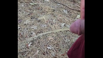 Straight piss in woods