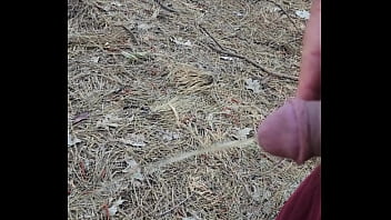 Straight piss in woods