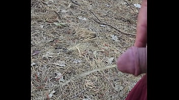 Straight piss in woods