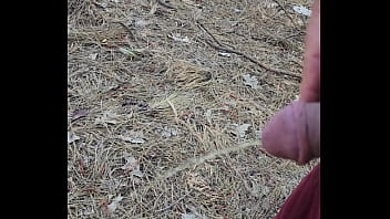 Straight piss in woods