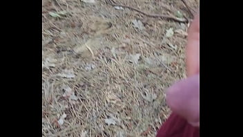 Straight piss in woods