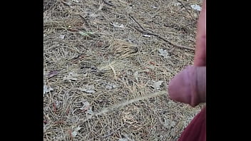 Straight piss in woods