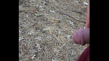Straight piss in woods