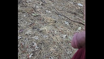 Straight piss in woods