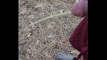 Straight piss in woods