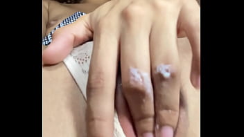 Cute innocent face masturbates her tight pussy to orgasm