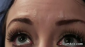 Unusual beauty gets cumshot on her face swallowing all the charge