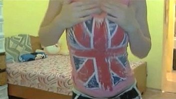 Union jack white girl strip show