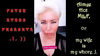 Aimee hot milf my chubby mature bitch is testing out a new lovens by stringing her cunt on a big dildo