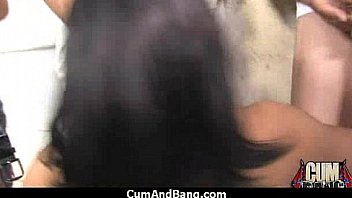 Ebony chick hard fuck in interracial group 6