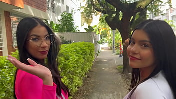 Beautiful busty latinas go shopping at the sex store for lingerie with white guy