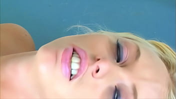 A hot fucking on the billiard table ends with a cumshot on a blonde beauty's firm tits