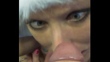 Panda hat vilja drops to her knees eyes locked on mine as she toys with my throbbing cock making us both lose control