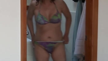 On the beach mutual masturbation with stepmother big cumshot on her hairy pussy