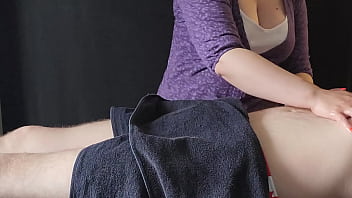 Massage with orgasm dick between tits cum on tits