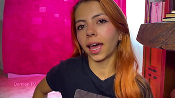 I find a condom in my stepbrother's stuff and then i teach him how to use it he can't hold back and i suck his huge veiny cock until he cums on my tits