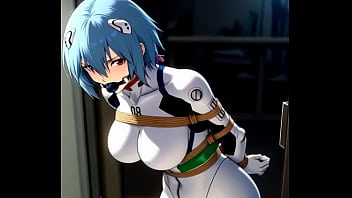 Rei ayanami in combat suit bounded and dancing in sexy way