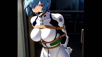 Rei ayanami in combat suit bounded and dancing in sexy way