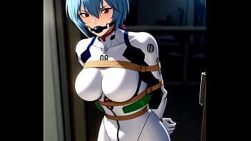 Rei ayanami in combat suit bounded and dancing in sexy way