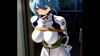 Rei ayanami in combat suit bounded and dancing in sexy way