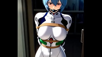Rei ayanami in combat suit bounded and dancing in sexy way