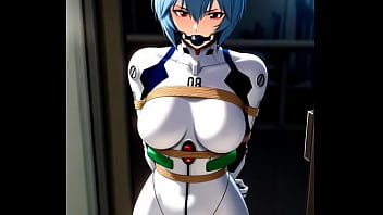 Rei ayanami in combat suit bounded and dancing in sexy way