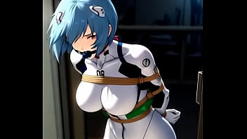 Rei ayanami in combat suit bounded and dancing in sexy way