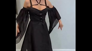 Showing off my new vampire fangs & vampire costume