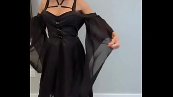 Showing off my new vampire fangs & vampire costume