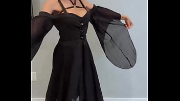 Showing off my new vampire fangs & vampire costume