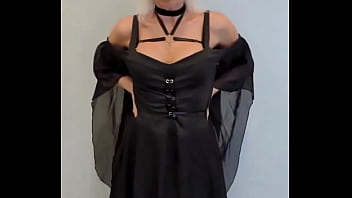 Showing off my new vampire fangs & vampire costume