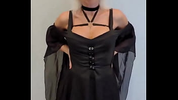 Showing off my new vampire fangs & vampire costume