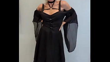 Showing off my new vampire fangs & vampire costume