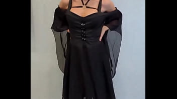 Showing off my new vampire fangs & vampire costume