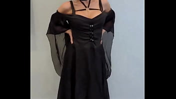 Showing off my new vampire fangs & vampire costume