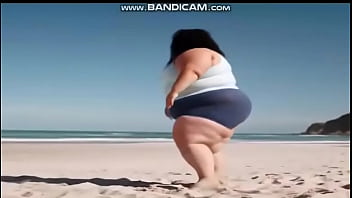 Lovely 280 Lb Black Bbw Isn't Too Fat To Exercise Nice Boobs Tight White Tee Jiggling All The Way On The Beach Solo Ai Generated Cb4 thumbnail