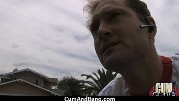 Black chick deepthroats a group of white studs and gets rewarded with cum 20