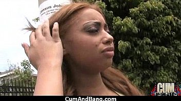 Black chick deepthroats a group of white studs and gets rewarded with cum 20