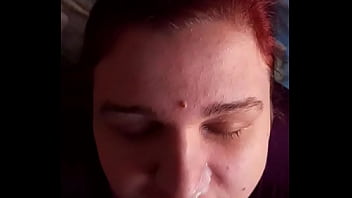 A lot of cum on face and lips