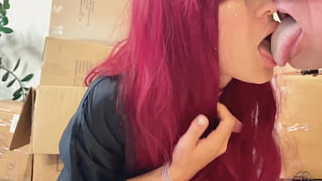 Teen sexy girl hot passionately kisses and licks a guy's tongue