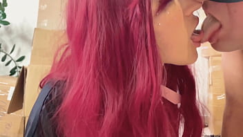 Teen sexy girl hot passionately kisses and licks a guy's tongue