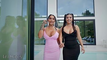 Outdoor gangbang 9 guys fuck 2 sluts in lingerie with anal and dp